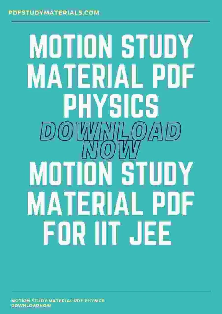 Motion Study Material pdf Physics