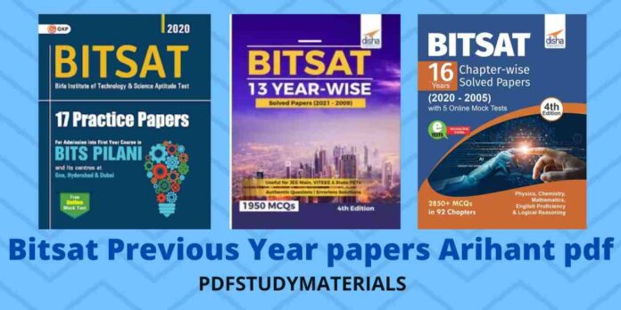 Bitsat Previous Year papers Arihant pdf