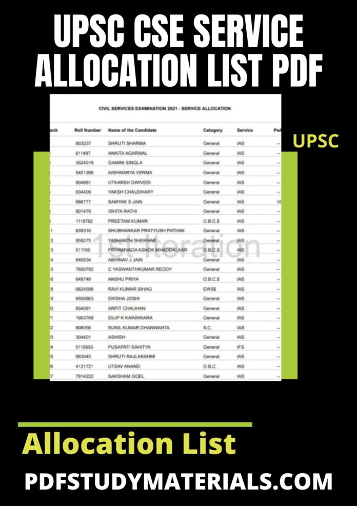 UPSC CSE Service Allocation List PDF