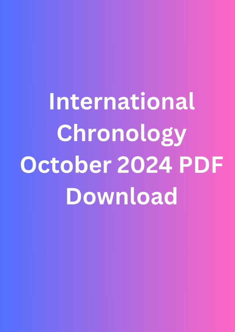 International Chronology October 2024 PDF Download